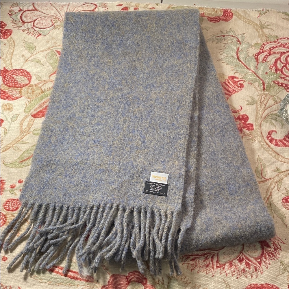 Burberry’s London Vintage Heather Blue and Yellow Wool Scarf from Scotland